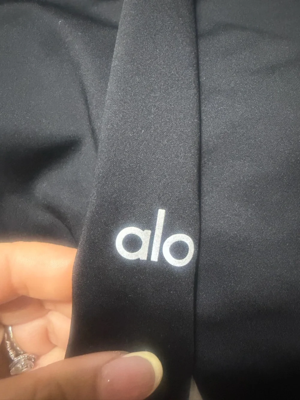 ALO Yoga Black Leggings with Branded Waistband - Picture 6 of 6